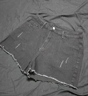 Black Denim Shorts, Medium